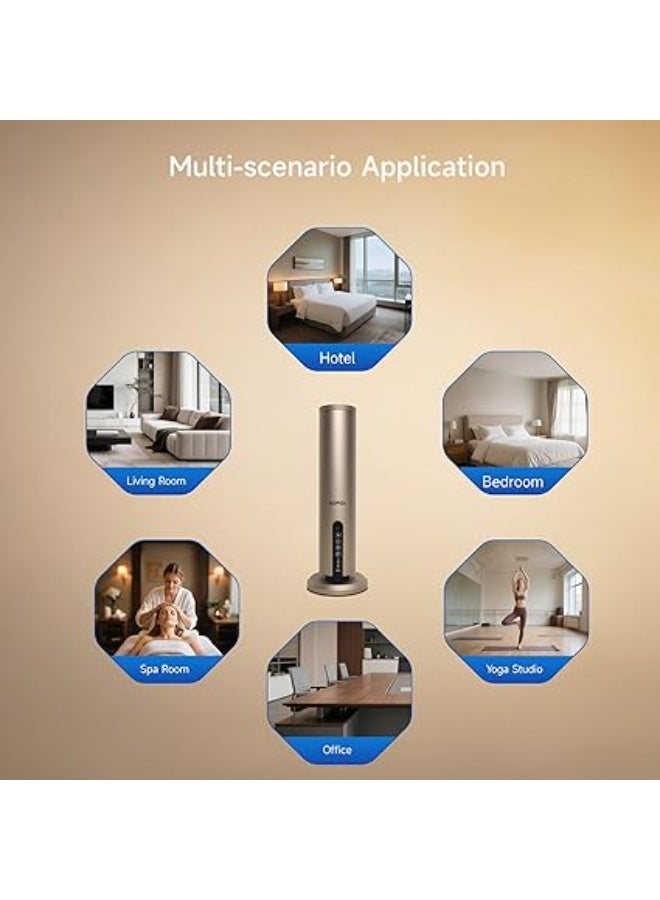 BOMIDI 120mL Essential Oil Diffuser with Bluetooth, Two-Fluid Atomization Technology, 300m³ Coverage, Smart Touch Control, Aluminum Alloy for Home/Office/Spa/Hotel -Golden - Image 2